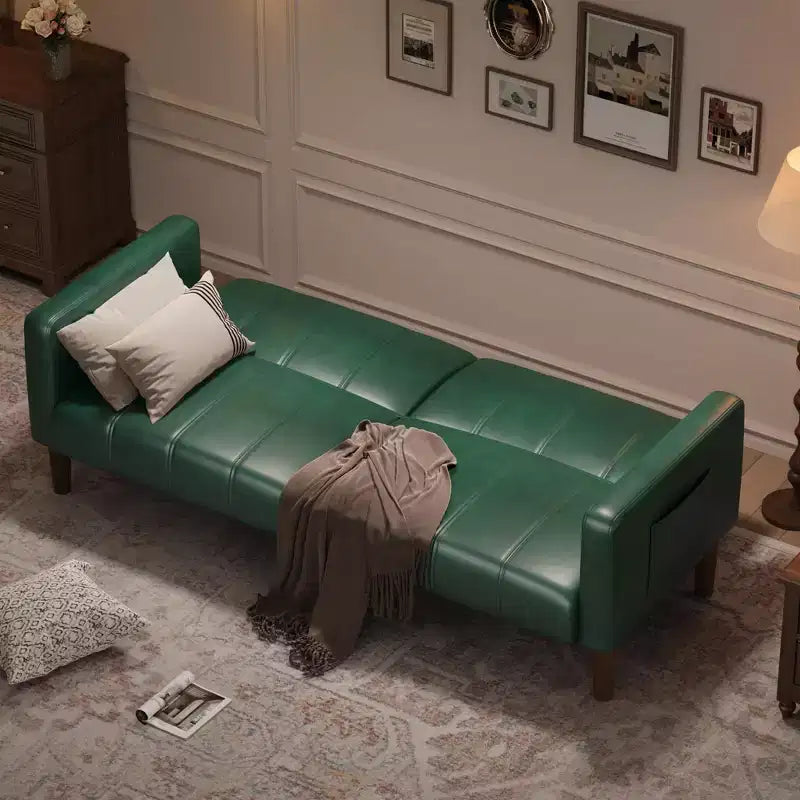 Divano letto futon convertibile in similpelle verde, divano 3 in 1 per 5 persone, 190 cm