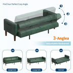 Divano letto futon convertibile in similpelle verde, divano 3 in 1 per 5 persone, 190 cm