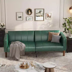 Divano letto futon convertibile in similpelle verde, divano 3 in 1 per 5 persone, 190 cm