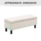Panca contenitore trapuntata in lino beige/grigio, rettangolare, 1 posto