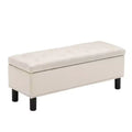 Furniliving Tufted Linen Upholstered Rectangular High Capacity Storage Bench with Button Tufting for Bedroom/Entryway/Hallway
