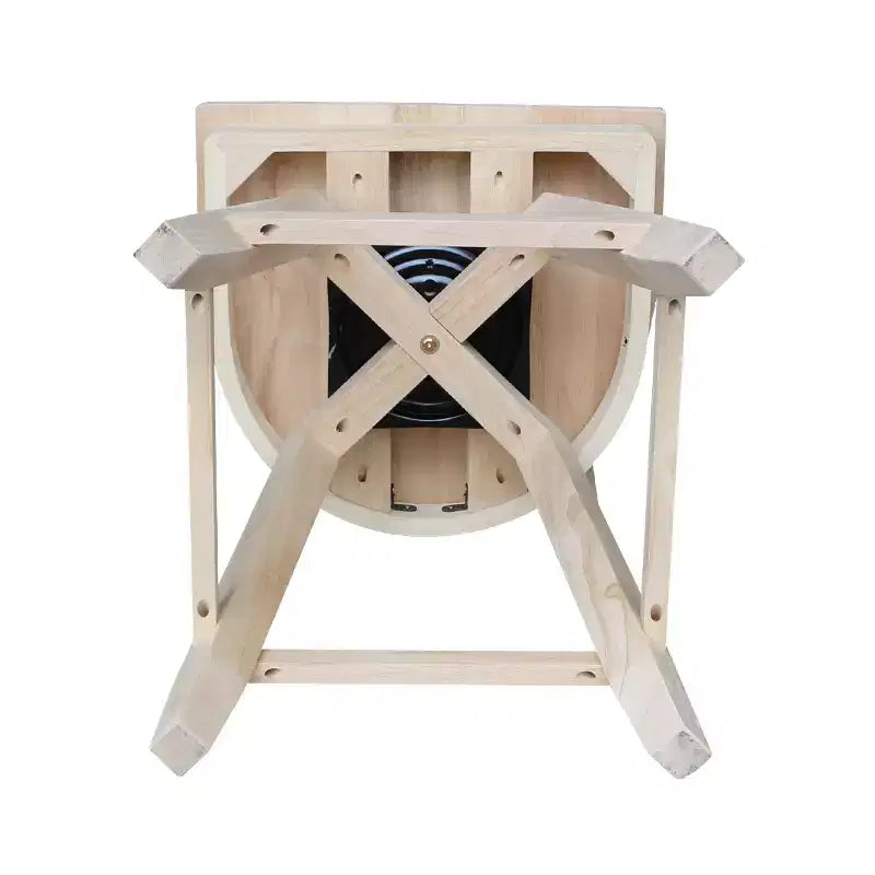 Sgabello da Bar Girevole X-Back in Legno Grezzo, Altezza Bancone, 1 Posto