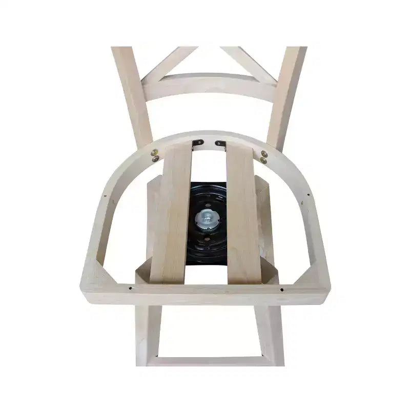 Sgabello da Bar Girevole X-Back in Legno Grezzo, Altezza Bancone, 1 Posto