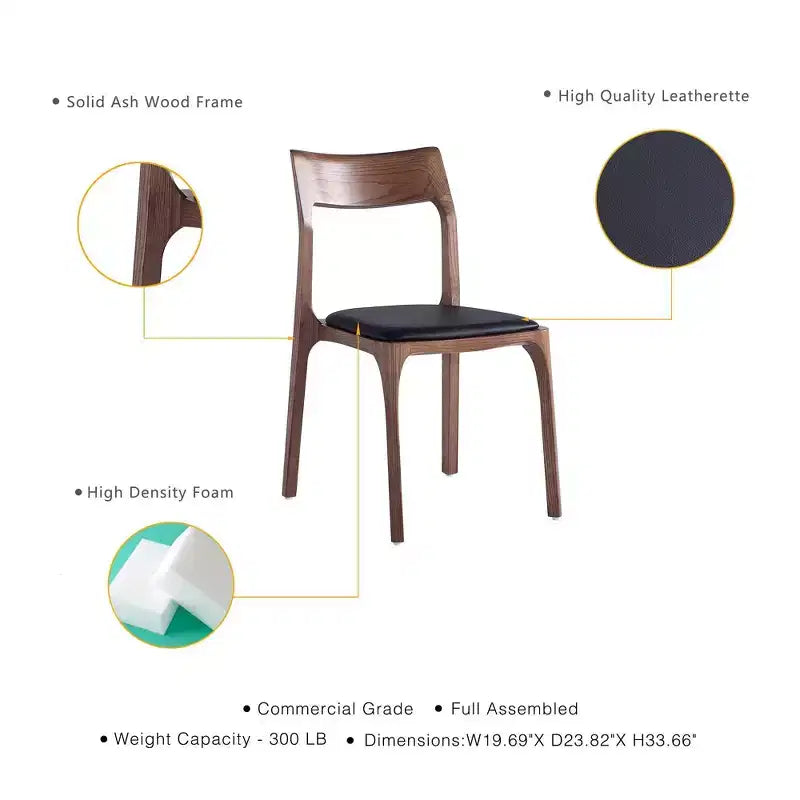 Set di 2 sedie da pranzo impilabili senza braccioli in similpelle nera