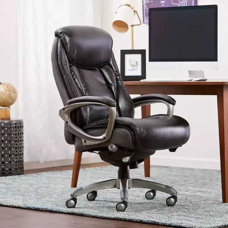 Sedia da ufficio direzionale Opportunity Gray in pelle rigenerata, altezza regolabile, 1 posto