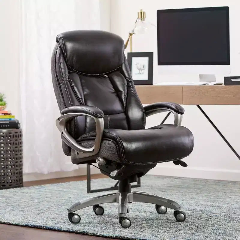 Sedia da ufficio direzionale Opportunity Gray in pelle rigenerata, altezza regolabile, 1 posto