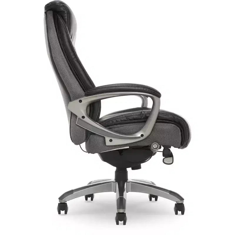 Sedia da ufficio direzionale Opportunity Gray in pelle rigenerata, altezza regolabile, 1 posto
