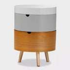 3 Tier Elison Wood Nightstand White - Baxton Studio: Mid-Century Modern Bedside Table with Storage & Removable Tray