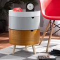 Tavolino rotondo a 3 livelli bianco/grigio/naturale con ripiano, utilizzo per 1 persona
