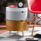 Tavolino rotondo a 3 livelli bianco/grigio/naturale con ripiano, utilizzo per 1 persona