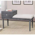 HOMES: Inside + Out Luce Mid Century Modern Storage Bench Weathered Gray: Upholstered, Padded Seat, Wood Legs