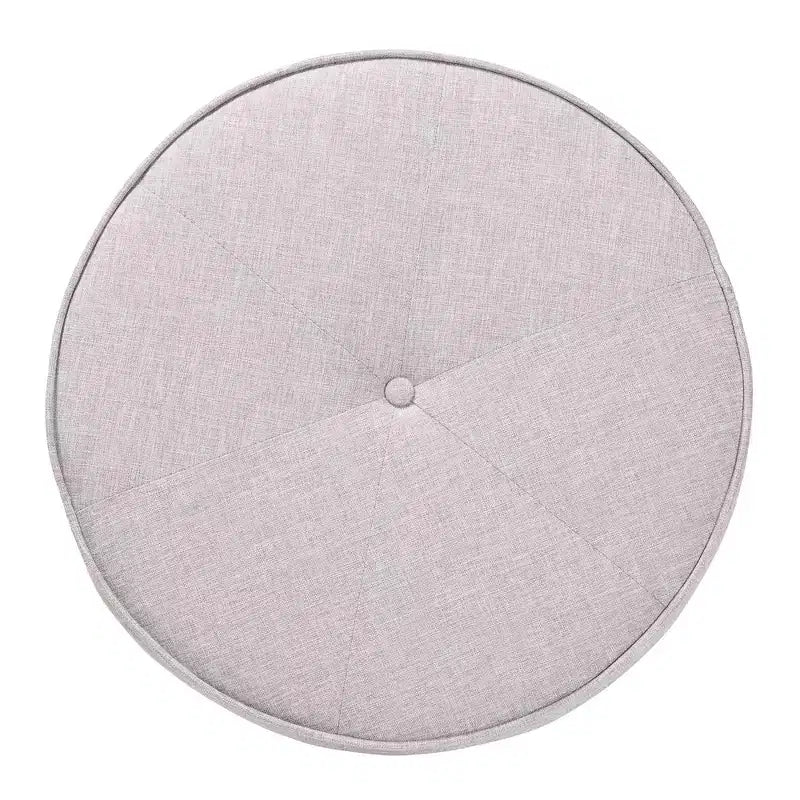 Pouf poggiapiedi rotondo con bottoni, beige-grigiastro / marrone noce, 1 posto