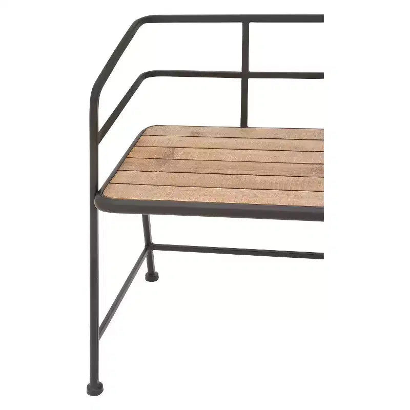 Panchina con bracciolo in Legno a Doghe Marrone e Nero – 2 Posti, Stile Industriale