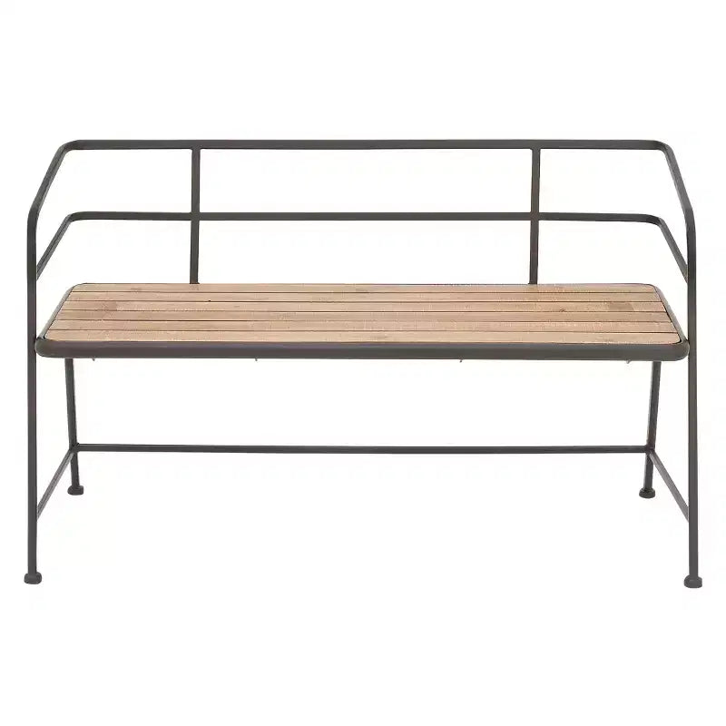 Panchina con bracciolo in Legno a Doghe Marrone e Nero – 2 Posti, Stile Industriale