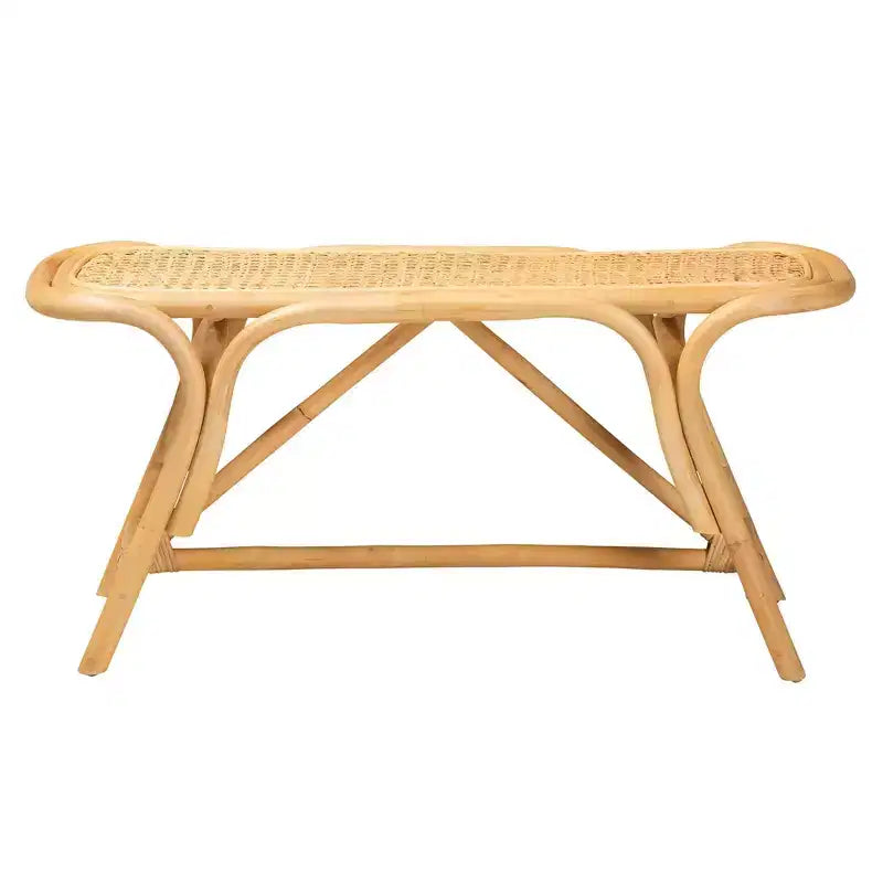 Panca ovale d'appoggio in rattan marrone naturale - 1 posto