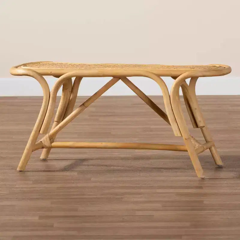 Panca ovale d'appoggio in rattan marrone naturale - 1 posto