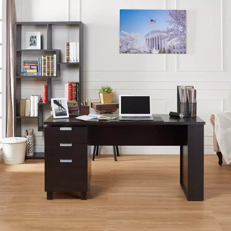 Scrivania da Scrittura Espresso con Contenitore – 1 Persona, Stile Moderno