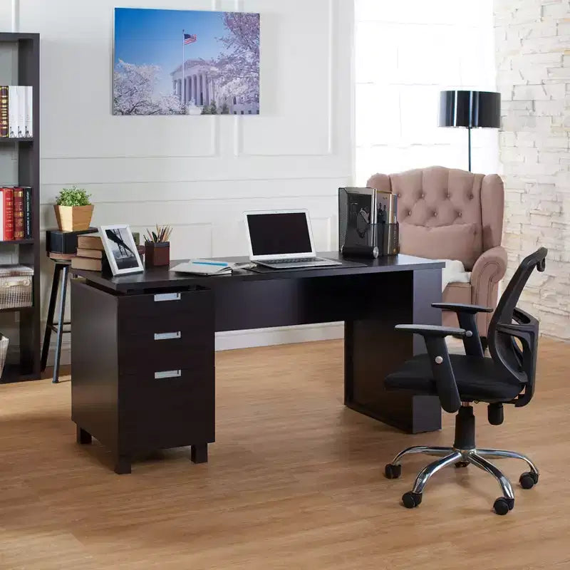 Scrivania da Scrittura Espresso con Contenitore – 1 Persona, Stile Moderno