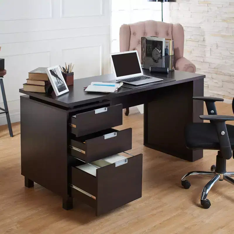 Scrivania da Scrittura Espresso con Contenitore – 1 Persona, Stile Moderno