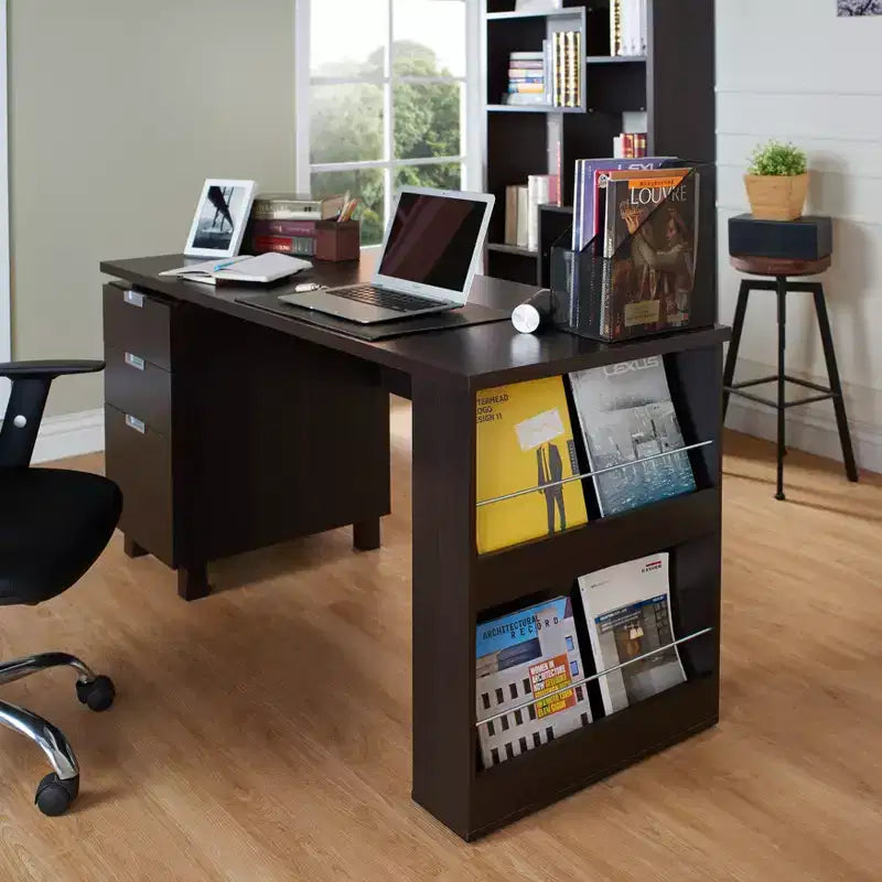 Scrivania da Scrittura Espresso con Contenitore – 1 Persona, Stile Moderno