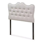 Twin Emma Modern And Contemporary Fabric Headboard Beige - Baxton Studio: Curvaceous, Button-Tufted, Solid Wood Posts