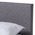 Letto King Size con piattaforma Grigio, rivestito in tessuto capitonné, per 2 persone
