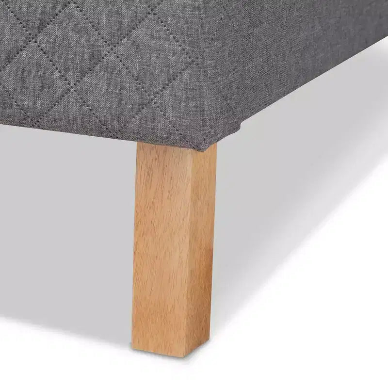 Letto King Size con piattaforma Grigio, rivestito in tessuto capitonné, per 2 persone