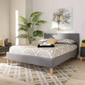 Letto King Size con piattaforma Grigio, rivestito in tessuto capitonné, per 2 persone