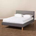Letto King Size con piattaforma Grigio, rivestito in tessuto capitonné, per 2 persone