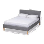 Letto King Size con piattaforma Grigio, rivestito in tessuto capitonné, per 2 persone