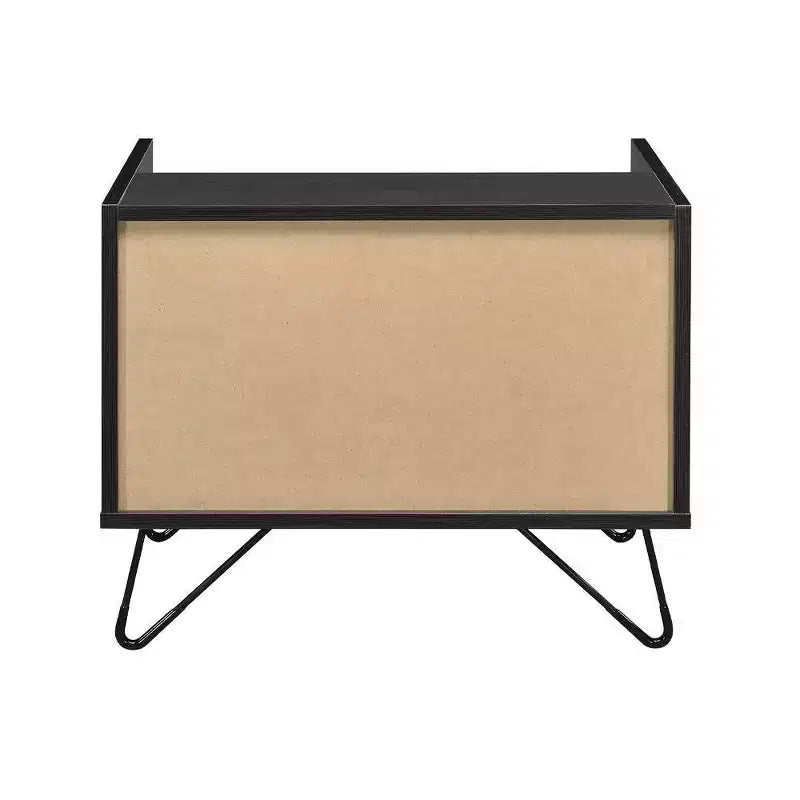 Tavolino laterale 53 cm in rovere e nero con cassetto e ripiano aperto, 1 pezzo