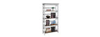 Libreria geometrica a 5 ripiani – Nera / Grigia / Legno invecchiato bianco, singola