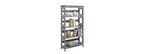 Libreria geometrica a 5 ripiani – Nera / Grigia / Legno invecchiato bianco, singola