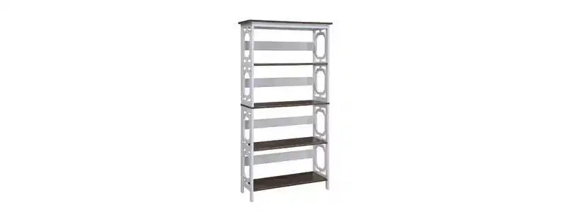Libreria geometrica a 5 ripiani – Nera / Grigia / Legno invecchiato bianco, singola