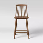 Sgabello da bancone Windsor con schienale alto, struttura in legno, senza braccioli, 1 posto – Nero / Naturale / Noce