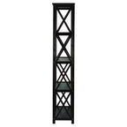 Libreria nera a 5 ripiani con design a X, singola