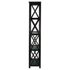 Libreria nera a 5 ripiani con design a X, singola