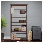 Libreria nera a 5 ripiani con design a X, singola