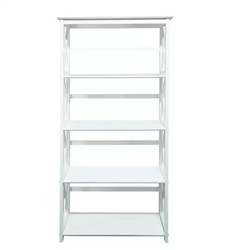 Libreria nera a 5 ripiani con design a X, singola