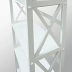 Libreria nera a 5 ripiani con design a X, singola