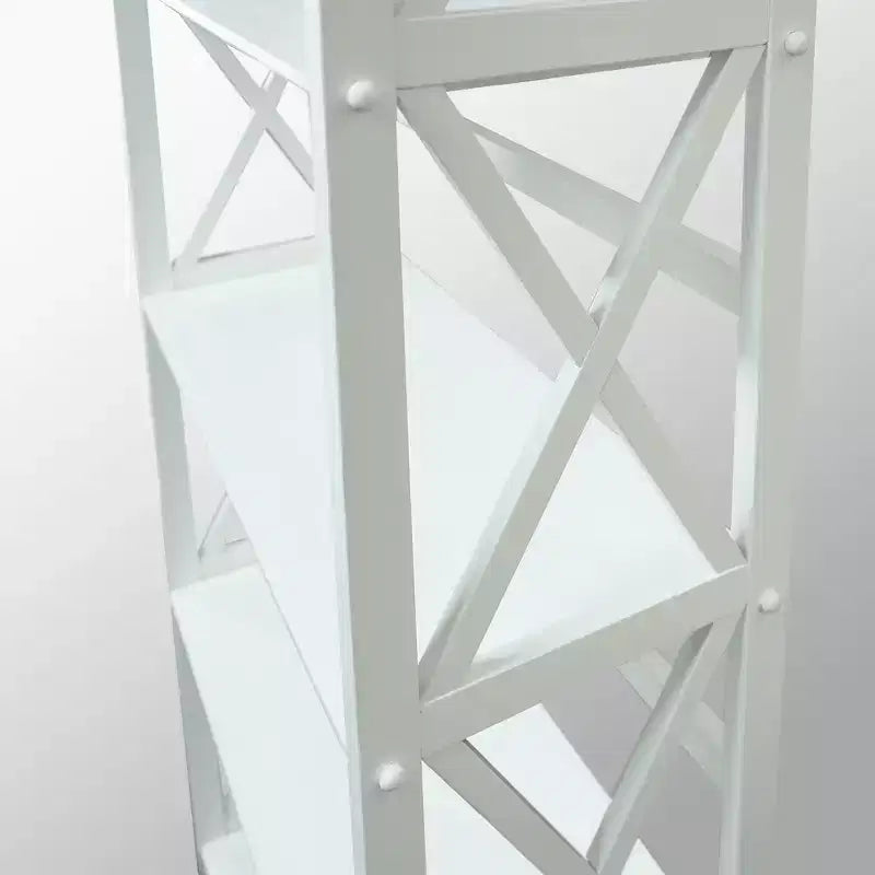 Libreria nera a 5 ripiani con design a X, singola