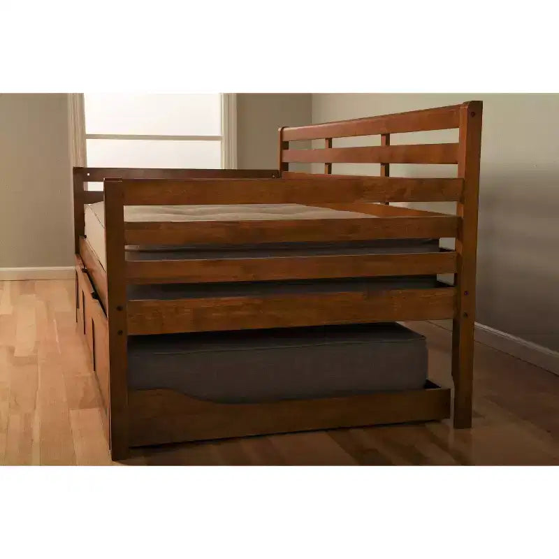 Barbados / Struttura divano-letto a scomparsa in noce rustico, convertibile in 2 letti singoli