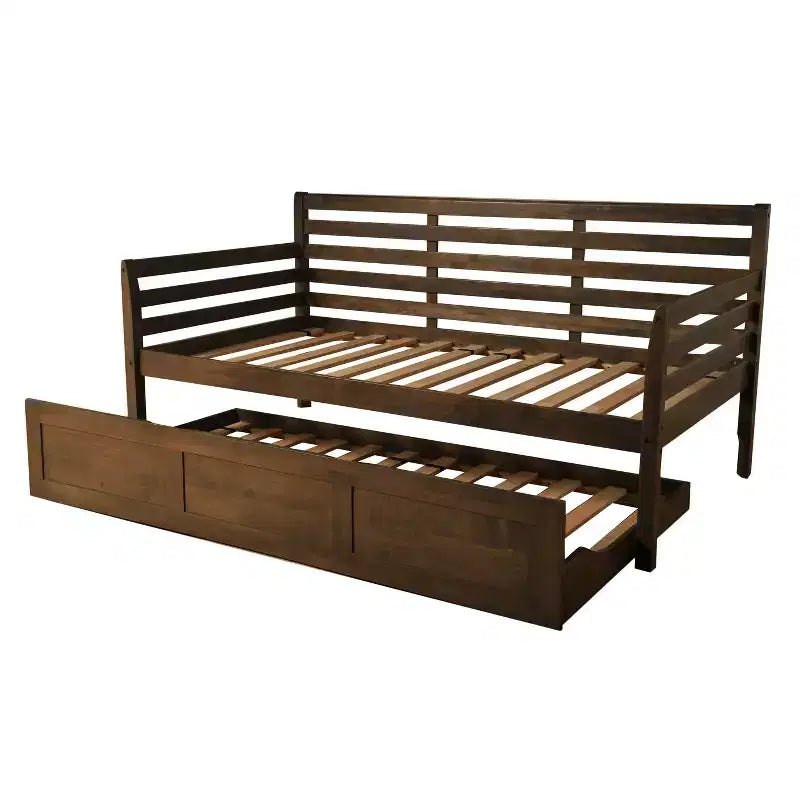 Barbados / Struttura divano-letto a scomparsa in noce rustico, convertibile in 2 letti singoli