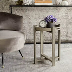 Tavolino d'appoggio rotondo beige, 1 persona