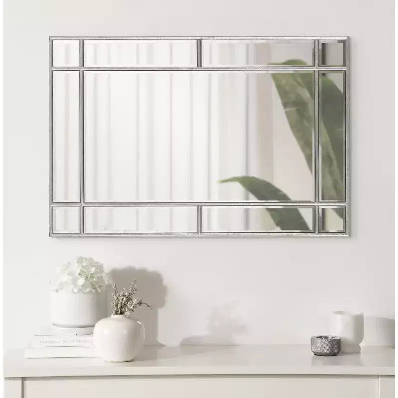 Specchio da parete rettangolare con cornice nera/argento, singolo, 20x30 pollici
