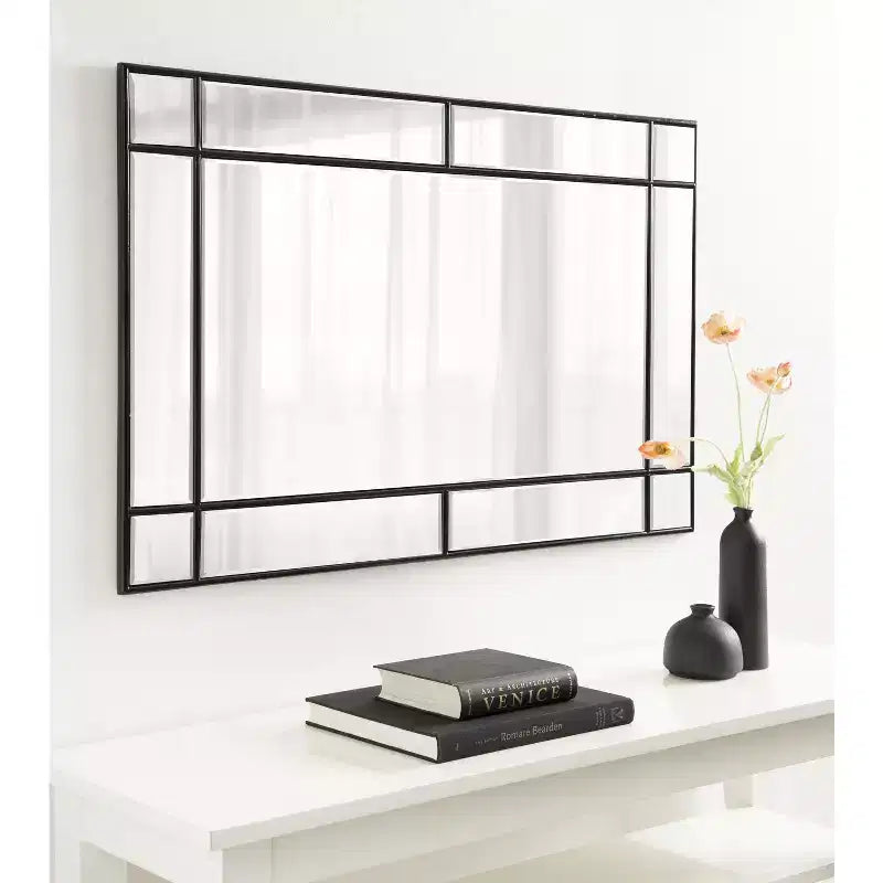 Specchio da parete rettangolare con cornice nera/argento, singolo, 20x30 pollici