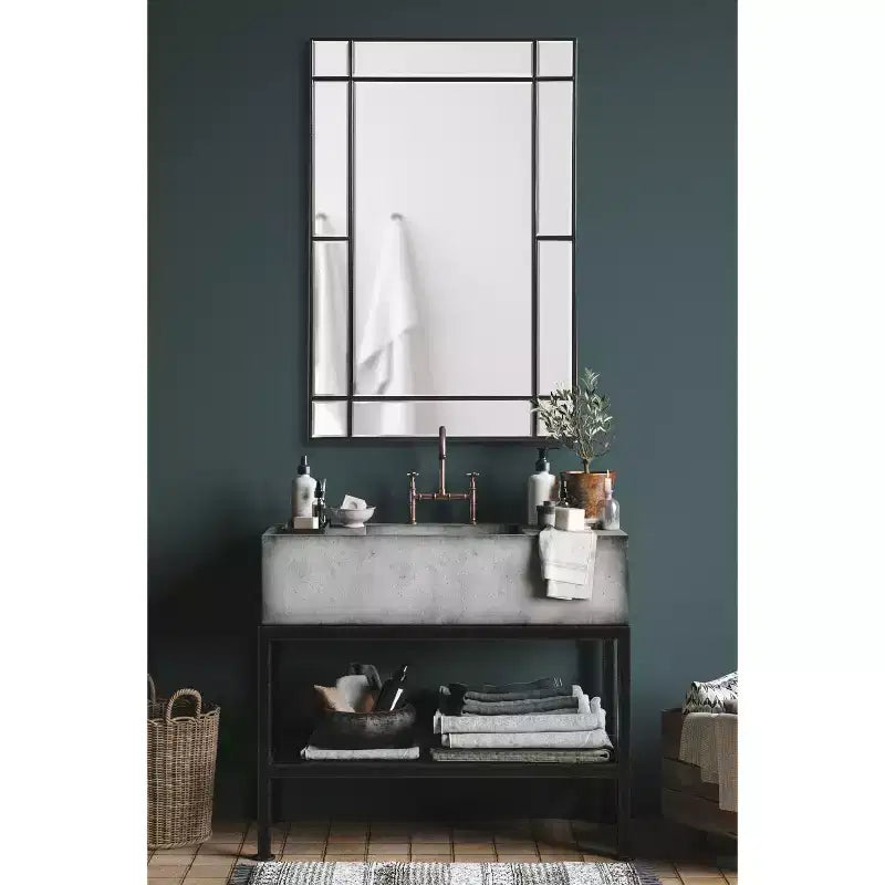 Specchio da parete rettangolare con cornice nera/argento, singolo, 20x30 pollici