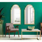 Specchio da parete ad arco smerlato, cornice nera / oro / grigia / marrone rustico / argento, singolo