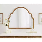Specchio da parete ad arco smerlato, cornice nera / oro / grigia / marrone rustico / argento, singolo