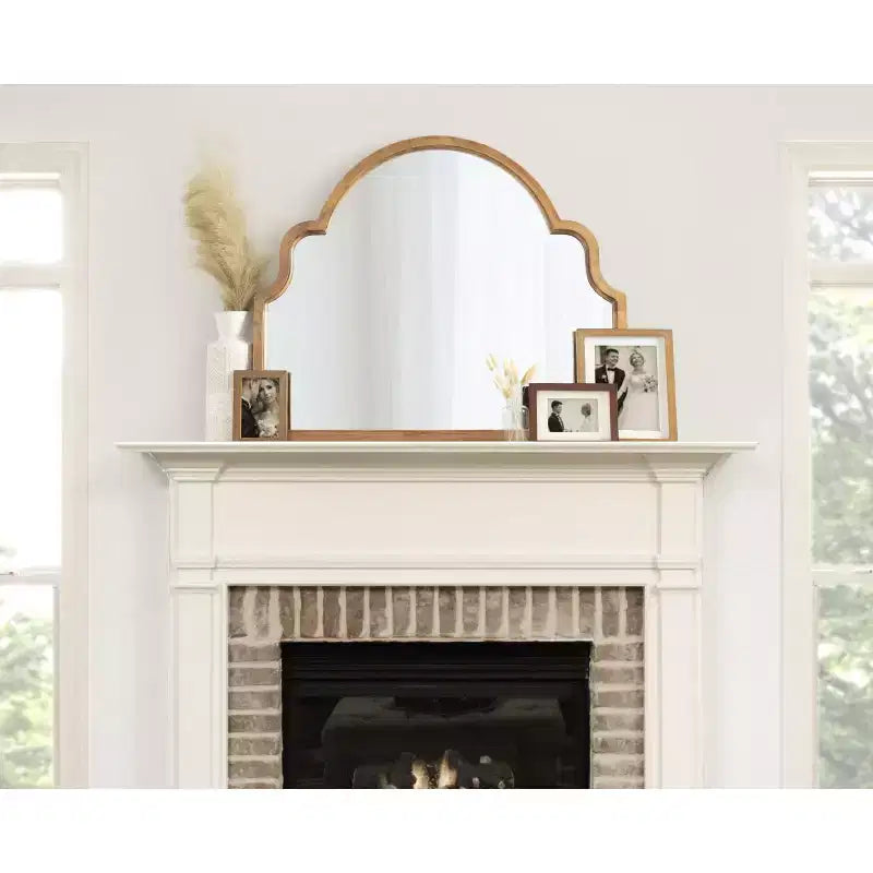 Specchio da parete ad arco smerlato, cornice nera / oro / grigia / marrone rustico / argento, singolo